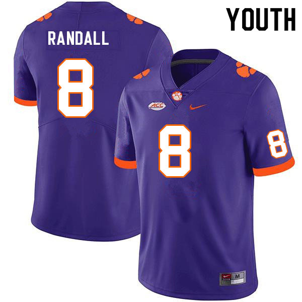 Youth #8 Adam Randall Clemson Tigers College Football Jerseys Sale-Purple - Click Image to Close